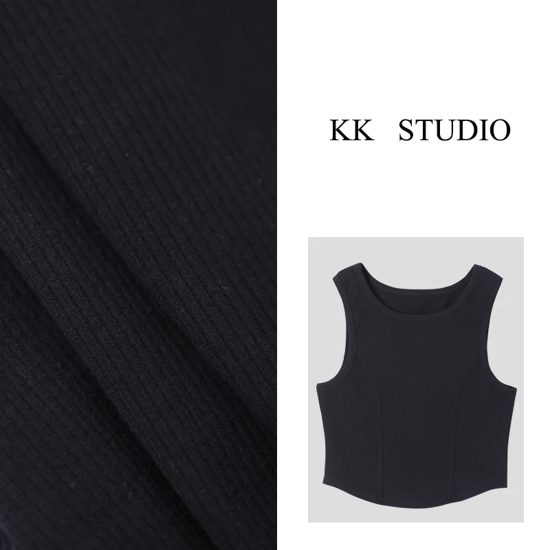 淇老板KK Studio”南法少女“ 2024新款修身百搭圆领背心T恤9016