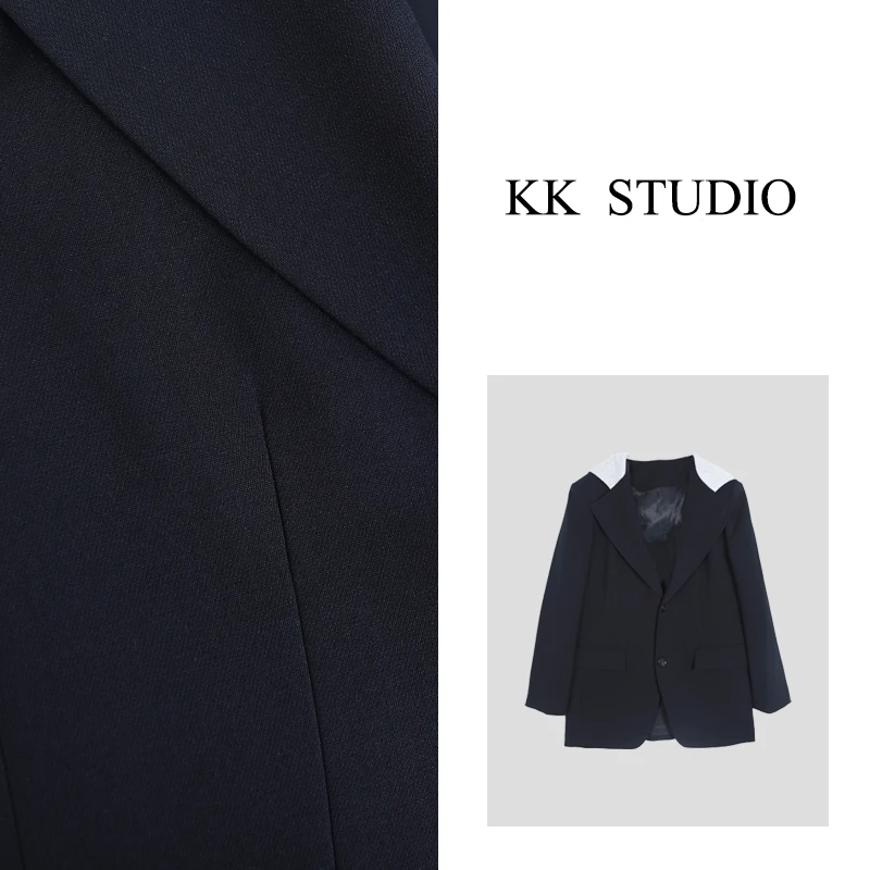 淇老板KK Studio秋新款气质休闲简约老钱风西装连帽外套宽松8676