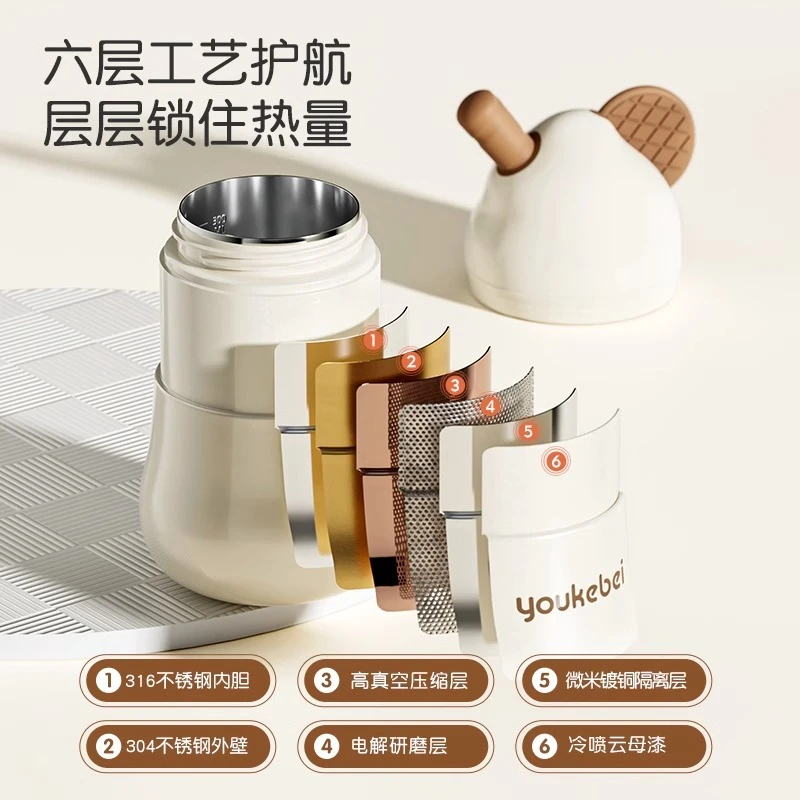 优可倍新款儿童保温吸管杯学饮杯温水壶防漏喷摔一体可三用可爱