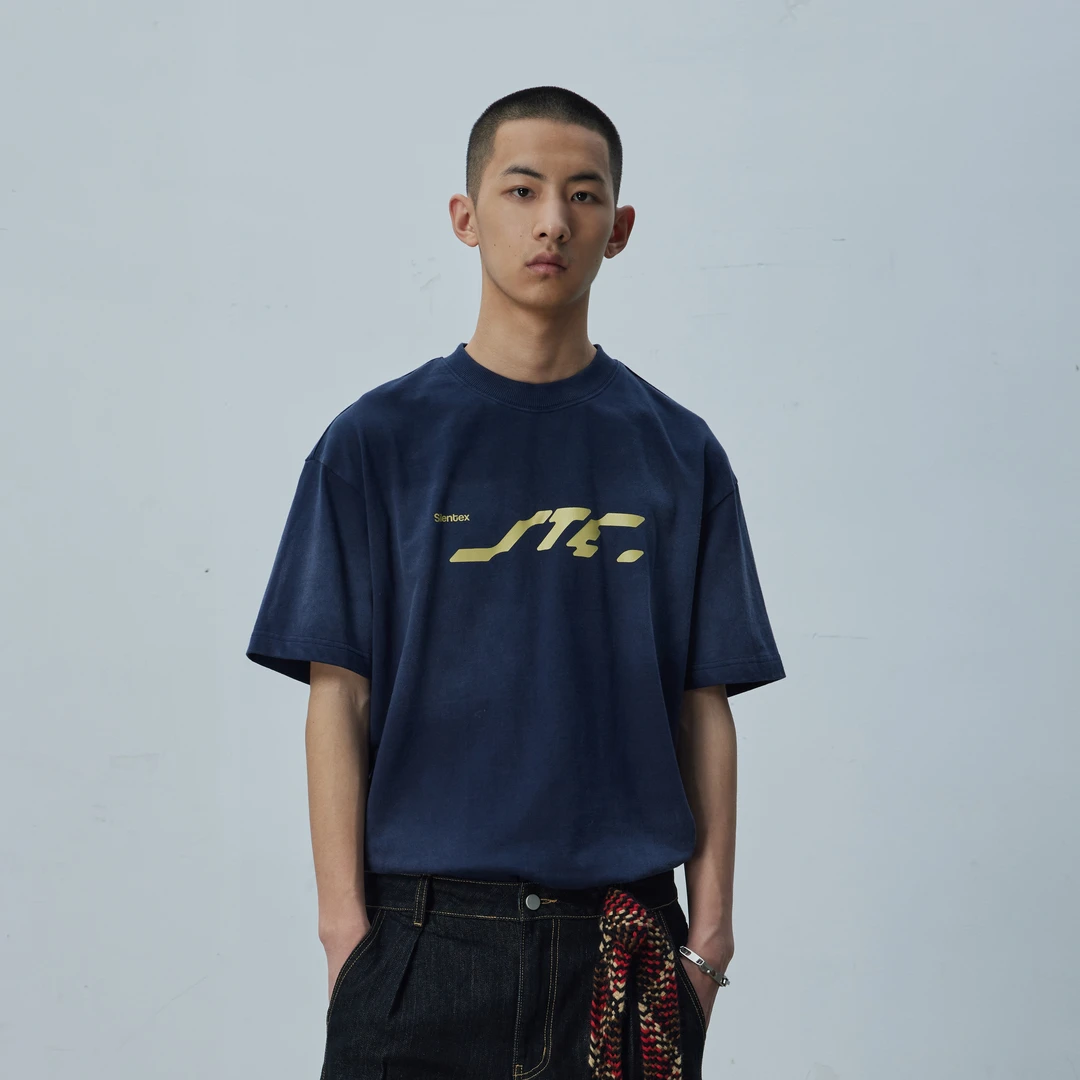 SILENTEX明星同款｜复古水洗褪色印花宽松潮流半袖圆领T恤