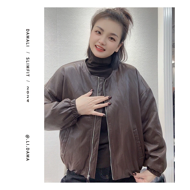 大码利-冬【下摆抽绳羽绒皮衣】欧韩宽松保暖加厚外套百搭时尚