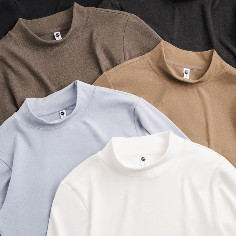 主播内搭】双面德绒冬季半高领磨毛男士修身休闲长袖保暖打底衫