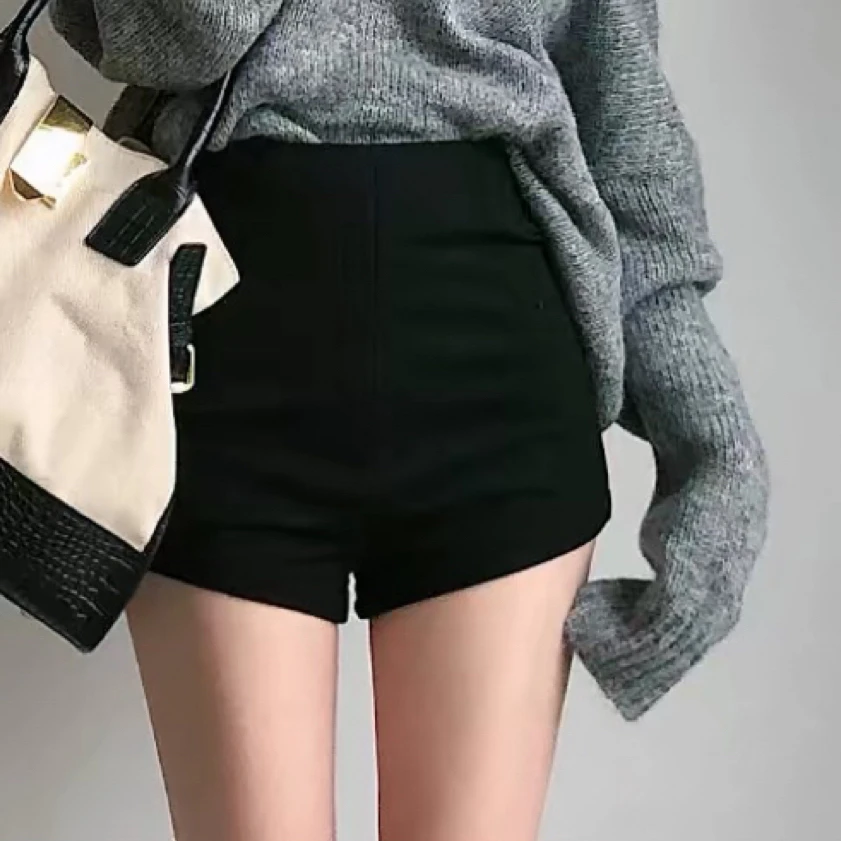 女团夏季黑色超短裤高腰休闲裤女修身显瘦打底裤辣妹热裤