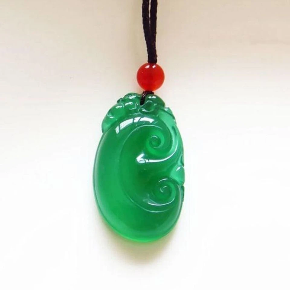 天然绿玉髓福寿如意吊坠时尚简约百搭男女款如意项坠民族风挂件