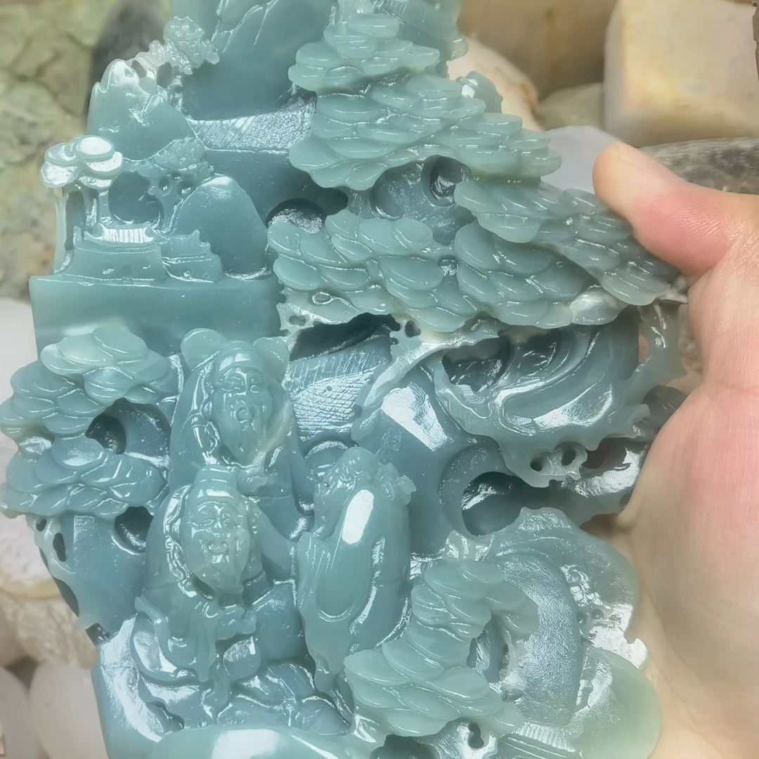 和田玉且末料 蓝调摆件