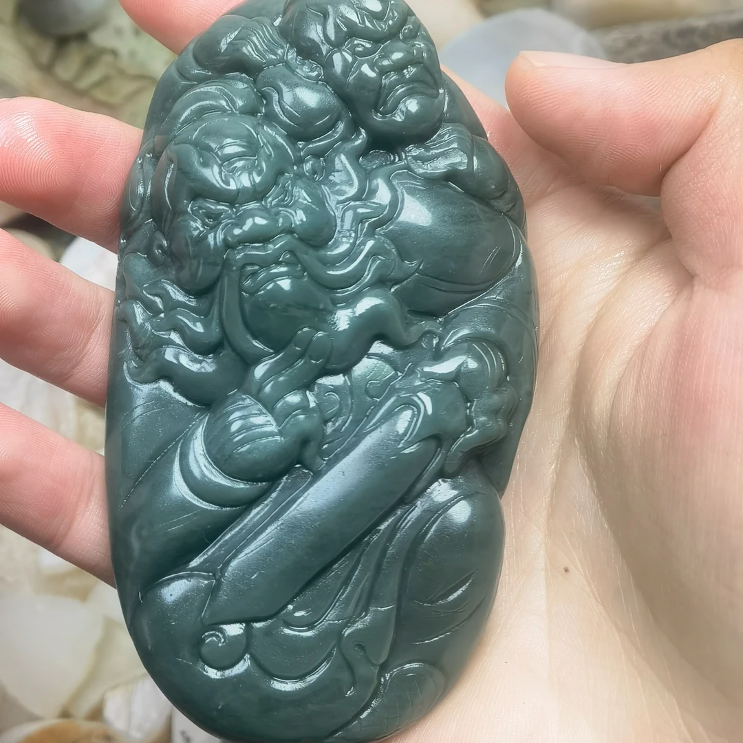 和田玉钟馗手把苏工雕刻
