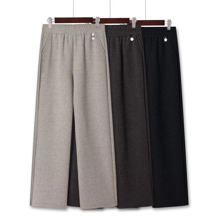 秋冬新款时尚显瘦高腰百搭外穿宽松加厚直筒裤2450