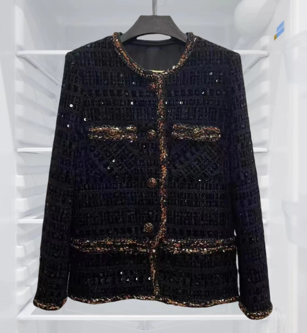 《埃及艳后》小香风外套女冬2023新款爆款气质名媛粗花呢中长外套