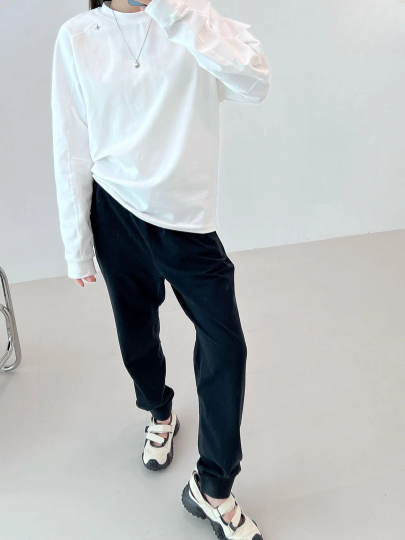 2024新款欧美风街头纯色宽松高腰百搭哈伦裤九分束脚卫裤长裤