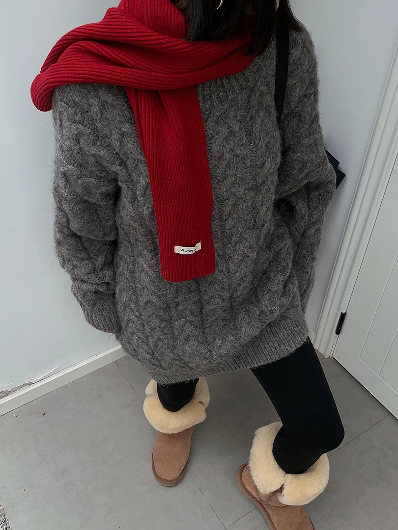 【复古加厚麻花毛衣】女秋冬外穿套头针织衫