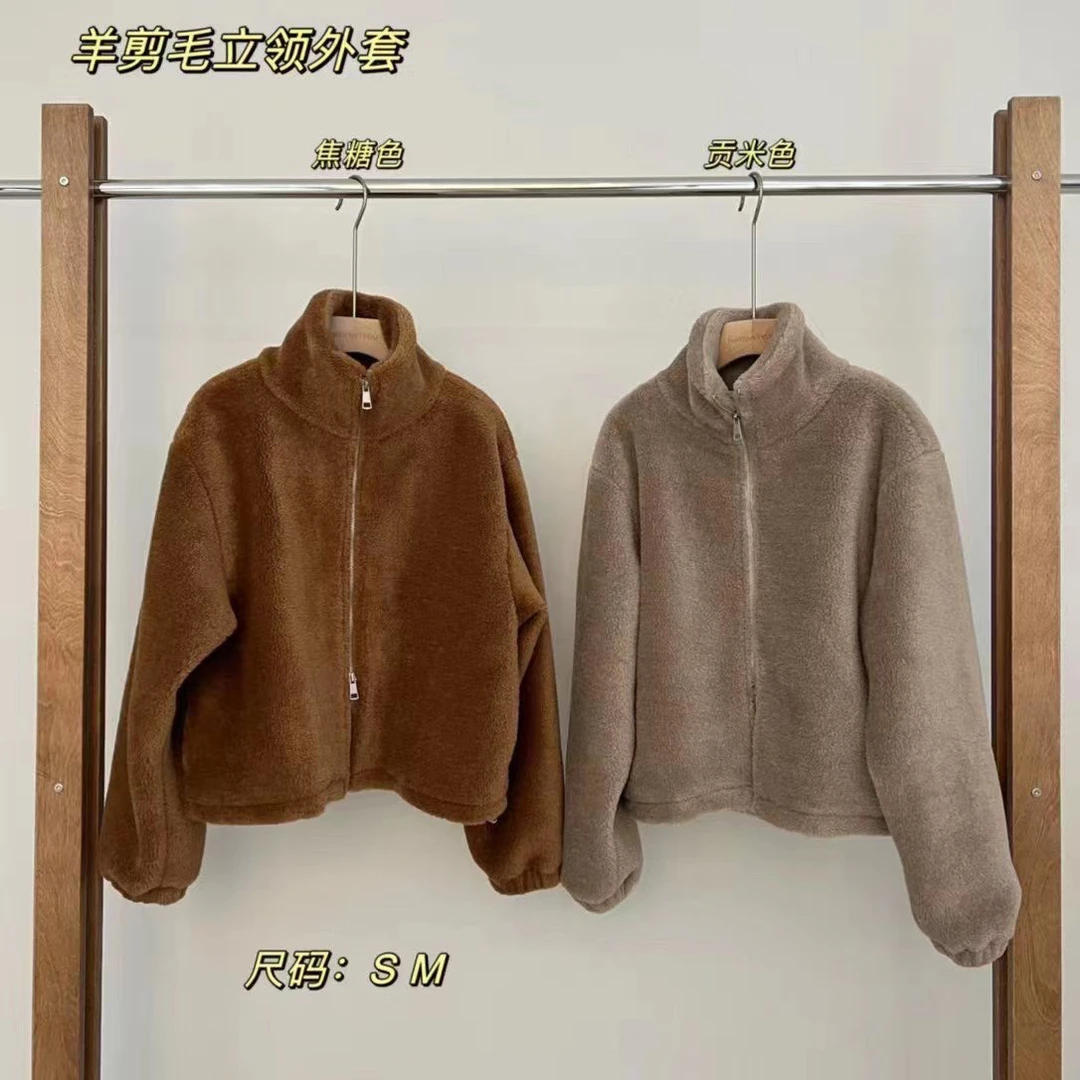 【两色羊毛立领外套】秋冬厚外套基础廓形外套短款厚外套保暖纯色