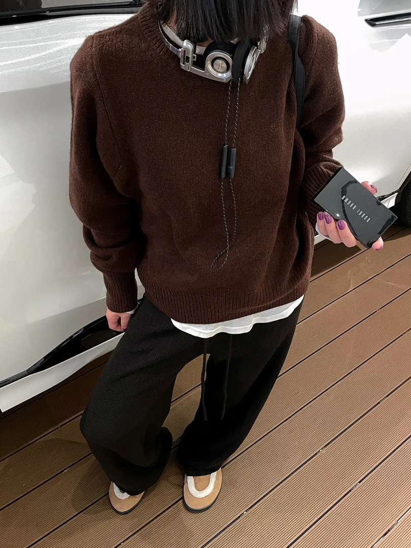 【软糯慵懒垂感拖地裤】女秋冬针织裤子高腰宽松直筒阔腿裤