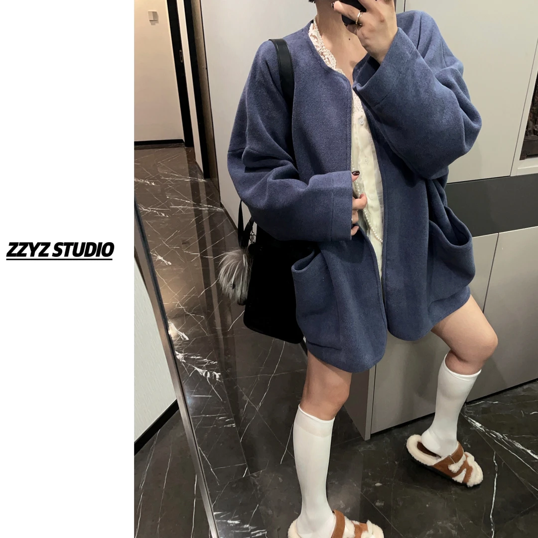 “阿尔法大衣”宽松慵lan男友风遮肉显瘦开衫外套女韩版纯色