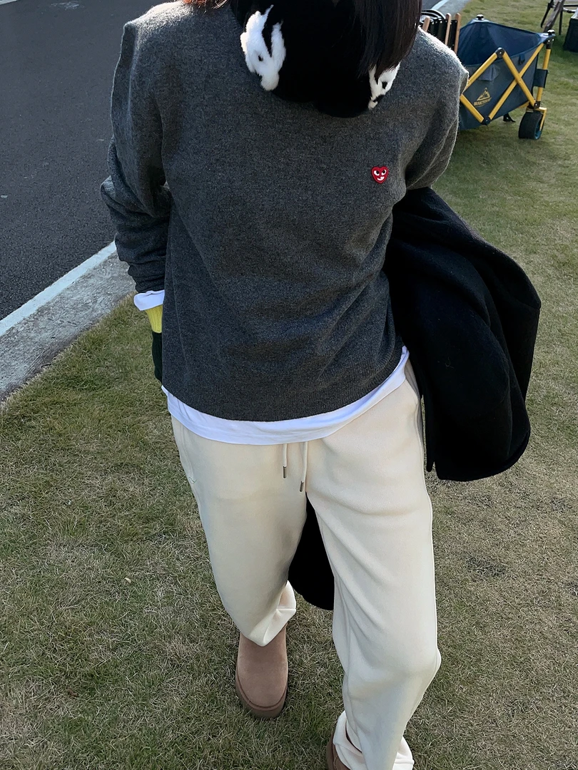 【爱心针织衫圆领套头】宽松设计感秋冬大牌风简约毛衣