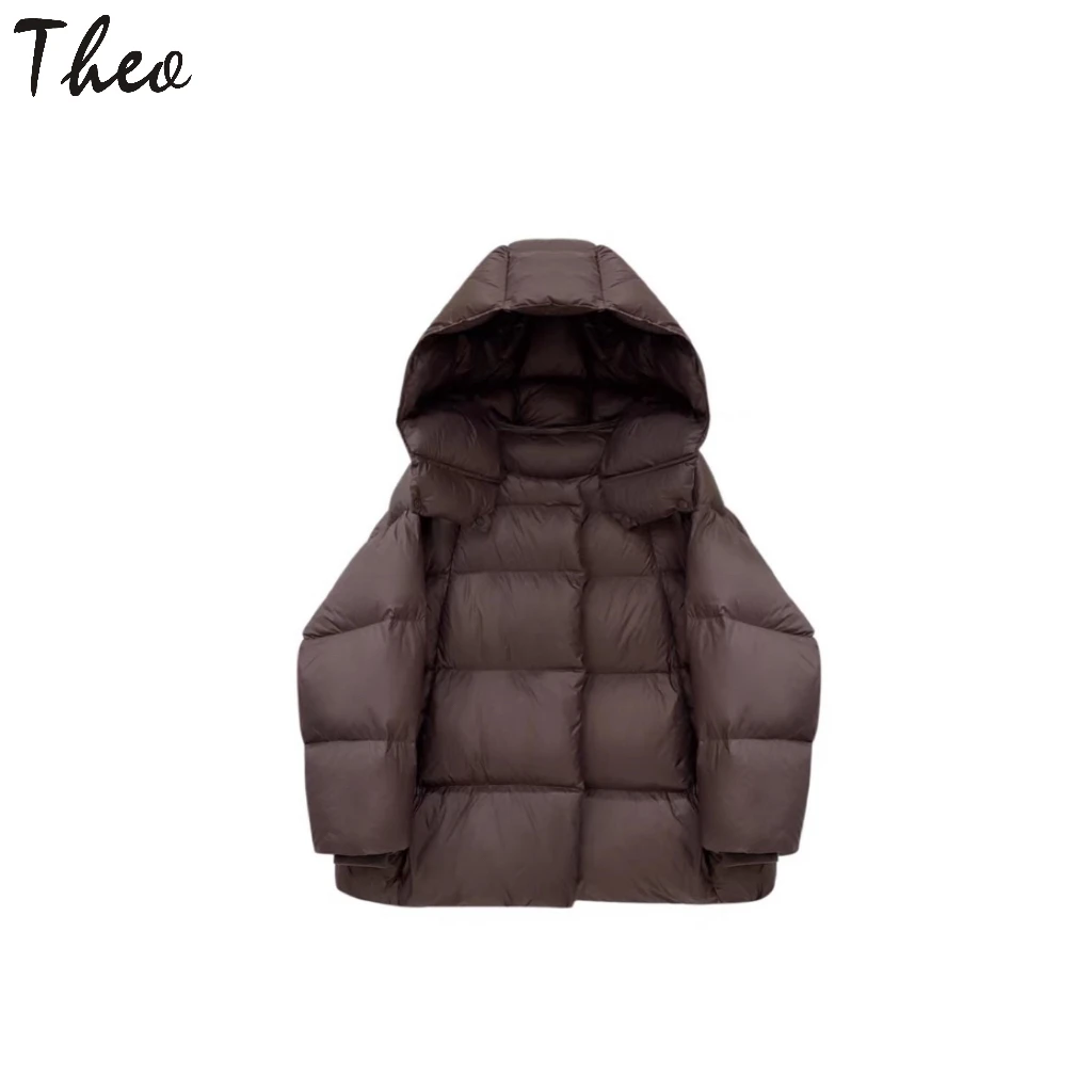 泡芙韩版简约超蓬松柔软连帽羽绒服女加厚冬季女外套时尚