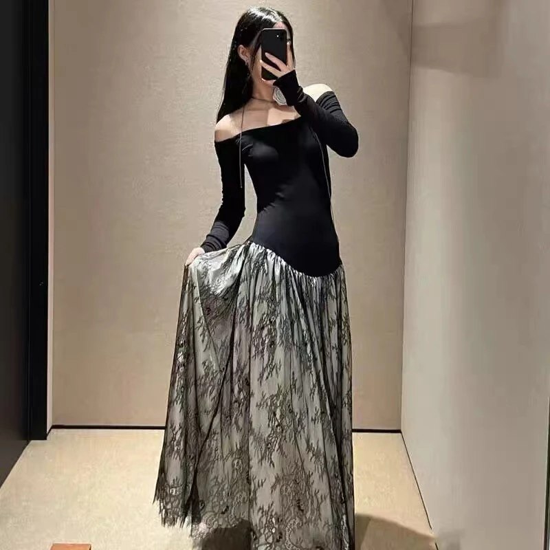 【显瘦显高穿搭】 蕾丝高腰修身连衣裙女