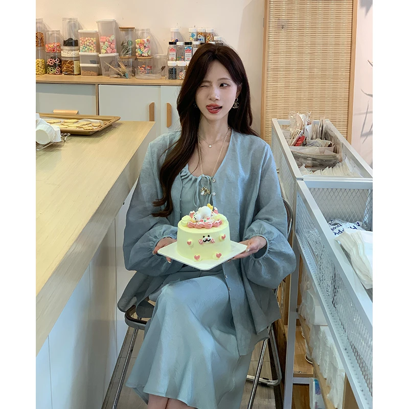 鱼er【诗意蓝月】设计师高定夏季薄款天丝亚麻上衣宽松防晒衬衫女