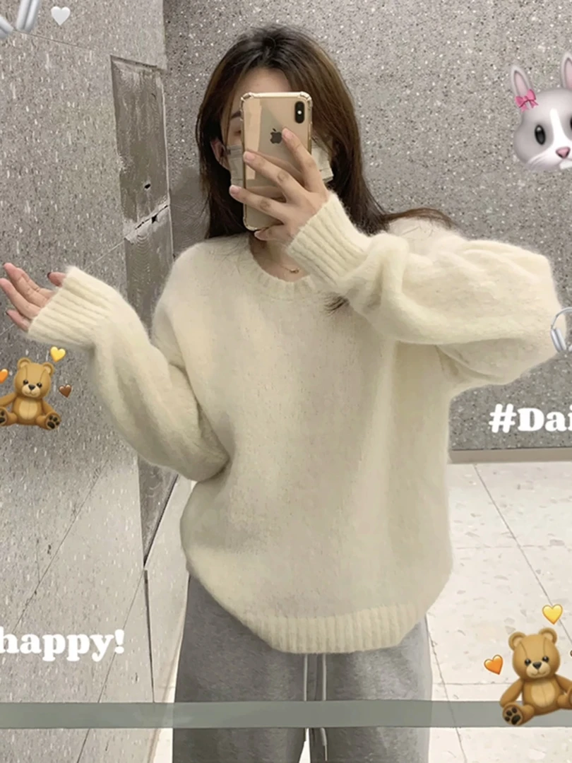 【大轩美】高克重! 欧货软糯圆领加厚宽松慵懒套头毛衣针织M2200188