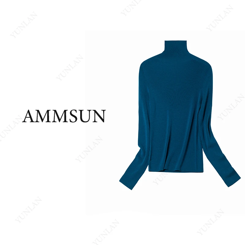 【100%精纺羊毛衫】新澳纱线无缝羊毛衫女士可机洗气质女式羊毛衫