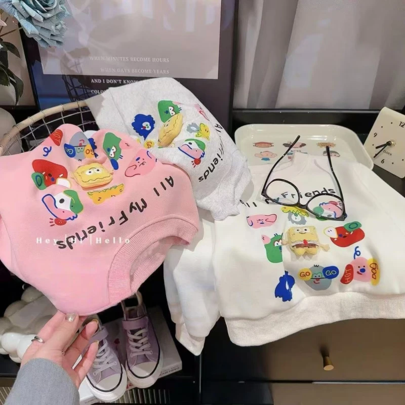 秋季儿童洋气休闲春秋装新款卡通立体卫衣宝宝女童玩偶中小童上衣