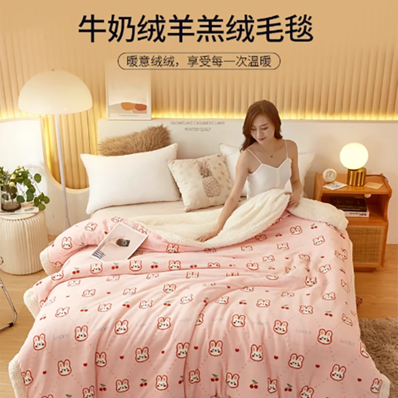 四用法兰绒毛毯被套冬天珊瑚绒被罩牛奶绒加绒床单被罩单人盖毯子