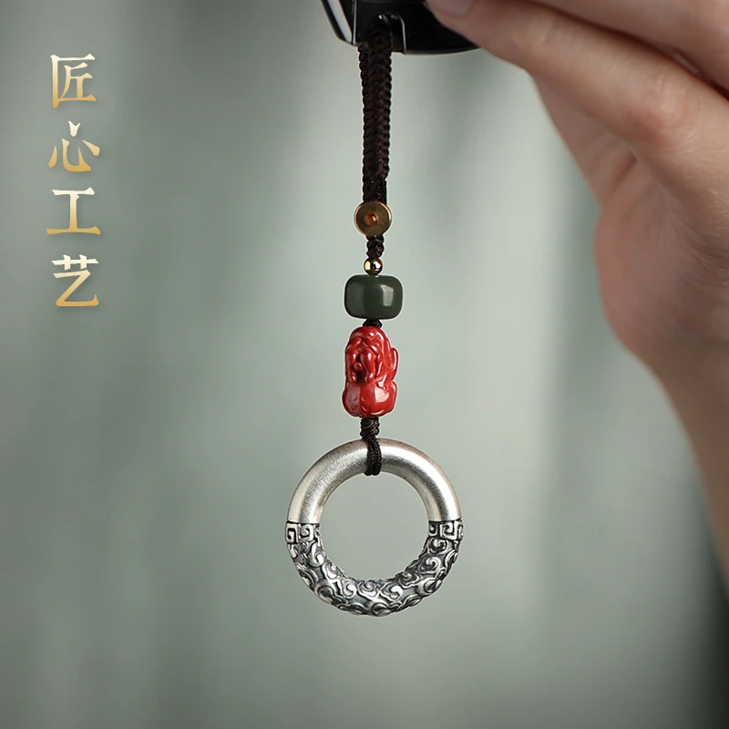 释生活银平安扣汽车钥匙扣挂件高档精致貔貅男女士礼物新款挂饰