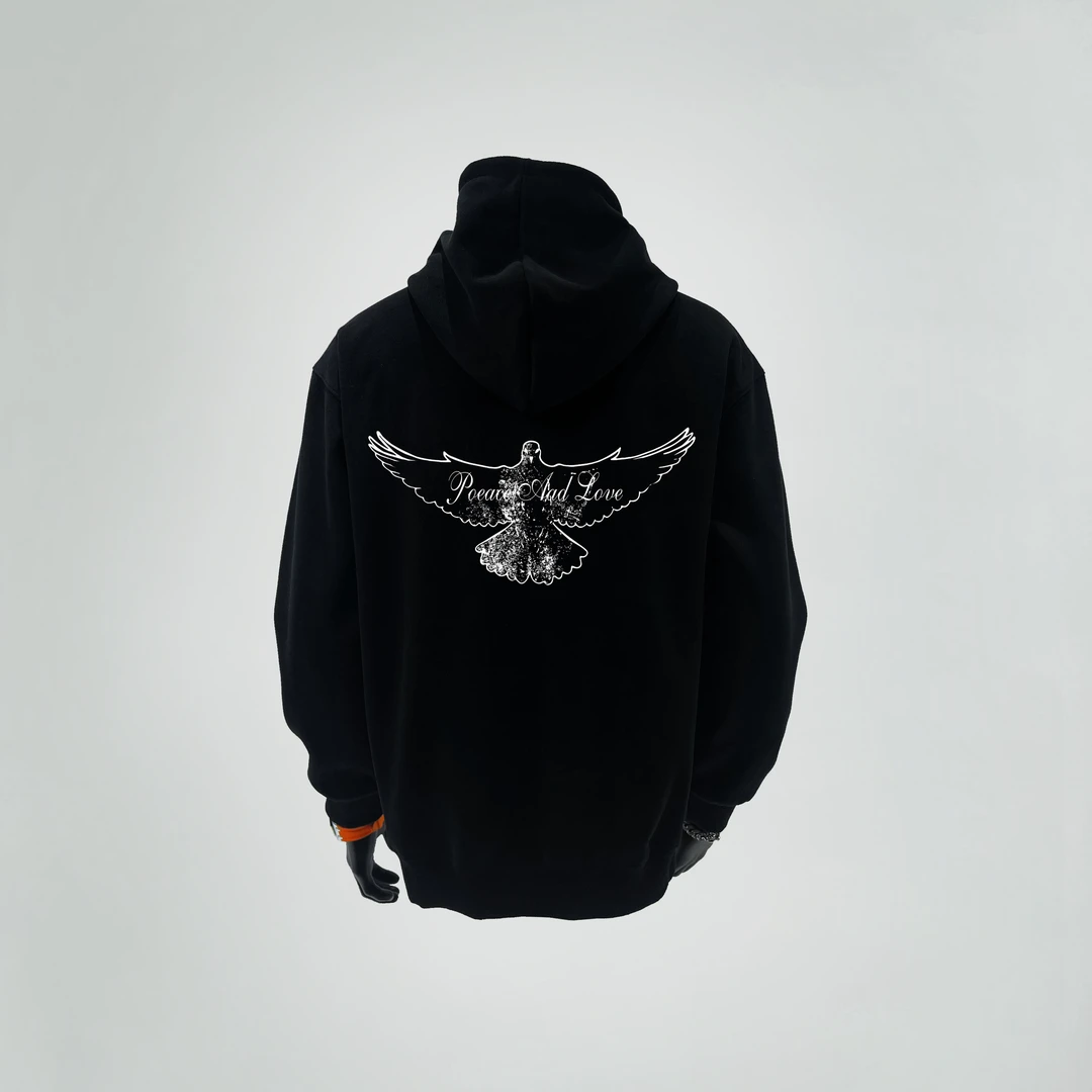 boxy短宽潮牌设计boy老鹰印花男款卫衣老钱风重磅高质感连帽卫衣