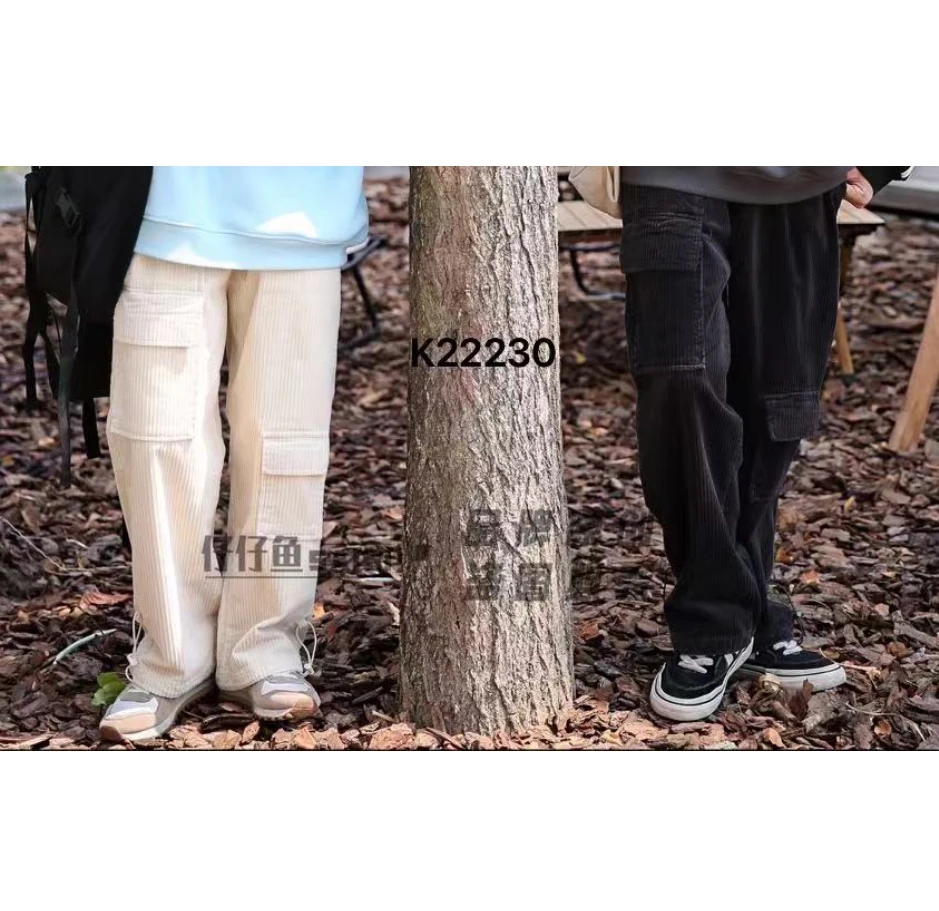 【22230-灰色】青少年条绒裤