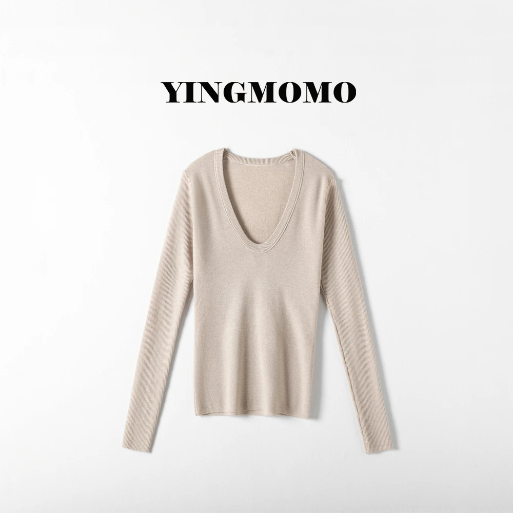 【YINGMOMO】影哥 新款女装U领针织衫秋季百搭纯色气质显瘦Y9013U