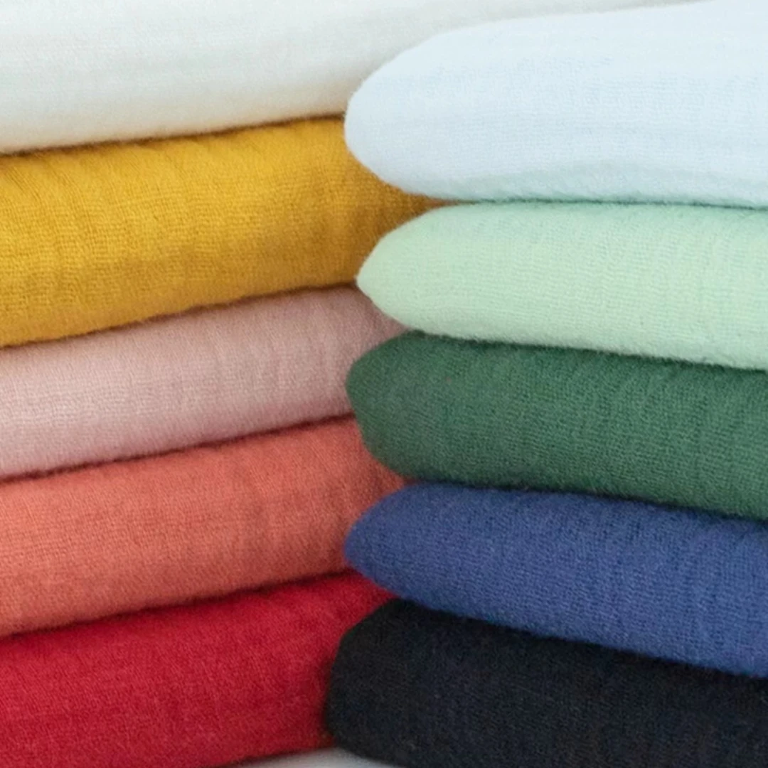 2号链接 棉布双层皱皱纱 全棉100棉浅蓝藏青浅绿