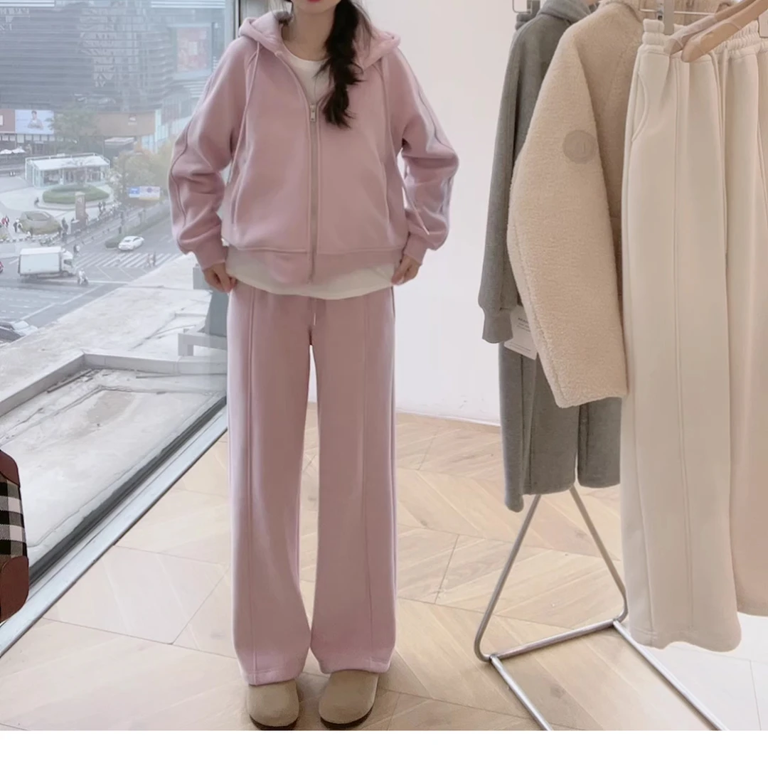 洋气休闲时尚加绒加厚连帽百搭卫衣套装LK2500727