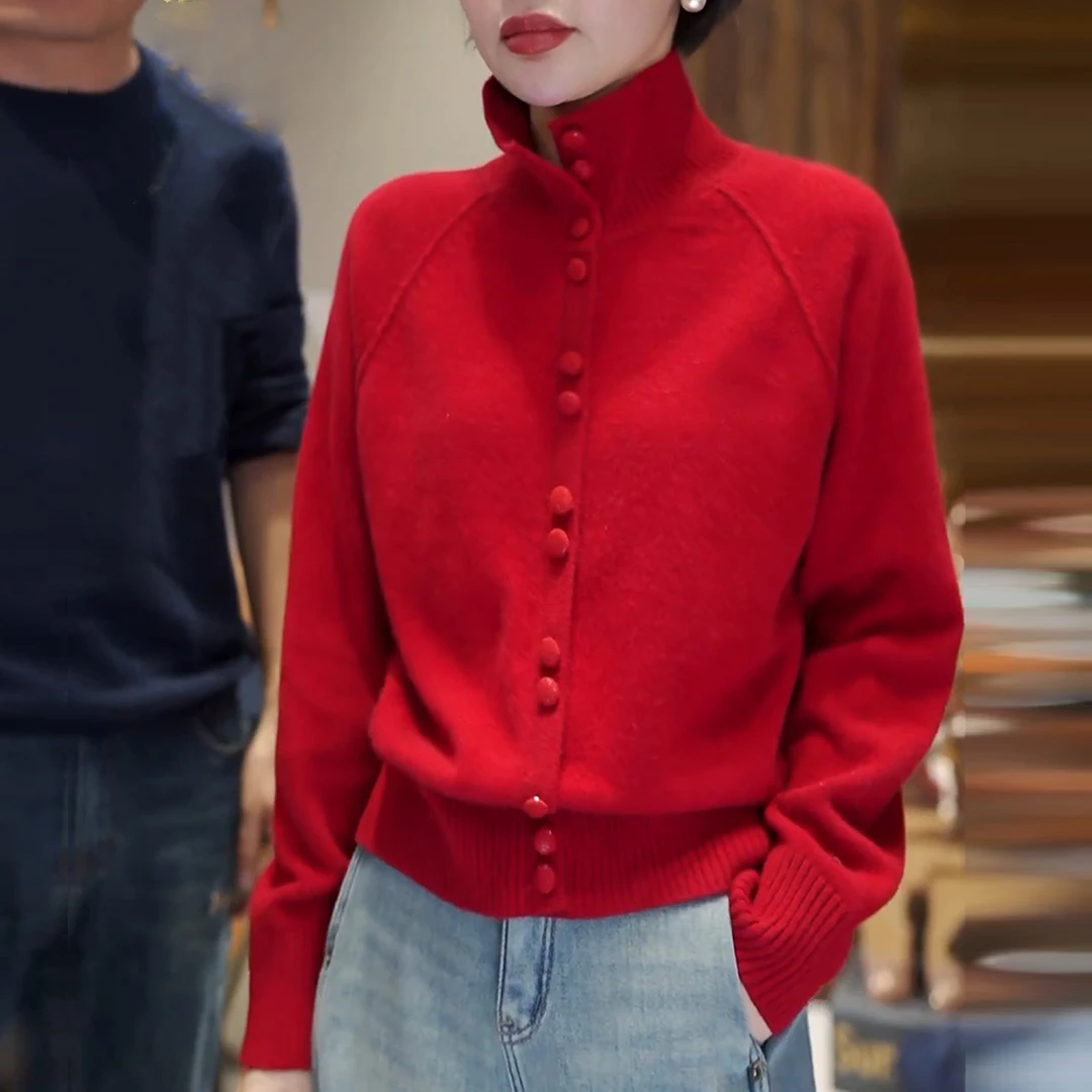 2024秋冬新款设计感复古韩系慵懒风高级感宽松毛衣外套LK2500856