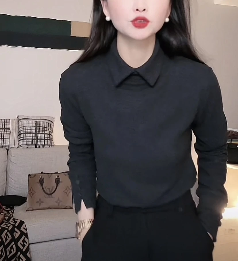 2024气质秋冬款设计感时尚百搭长袖显瘦T恤上衣LK2500430