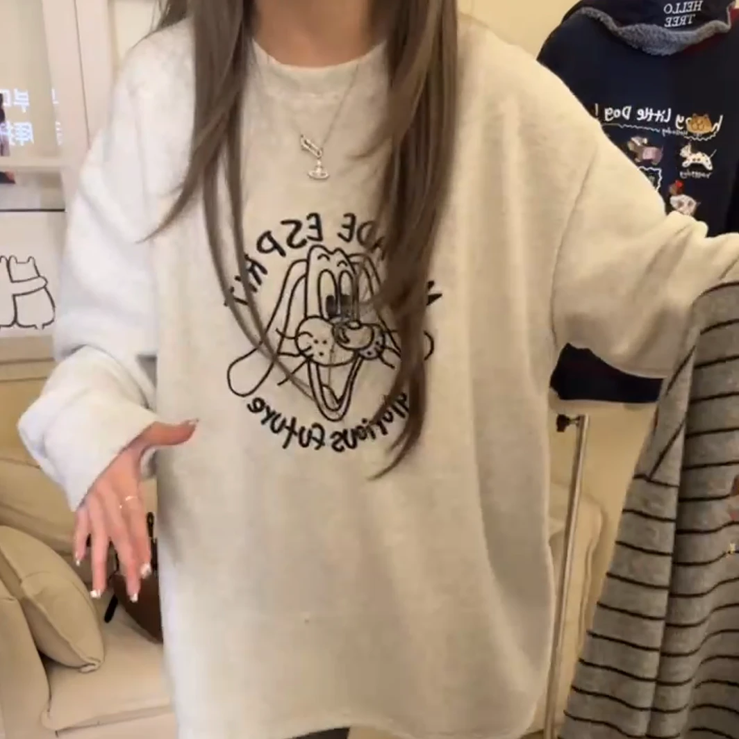 秋冬新款韩版气质百搭设计感减龄圆领加厚长袖卫衣LK2500810