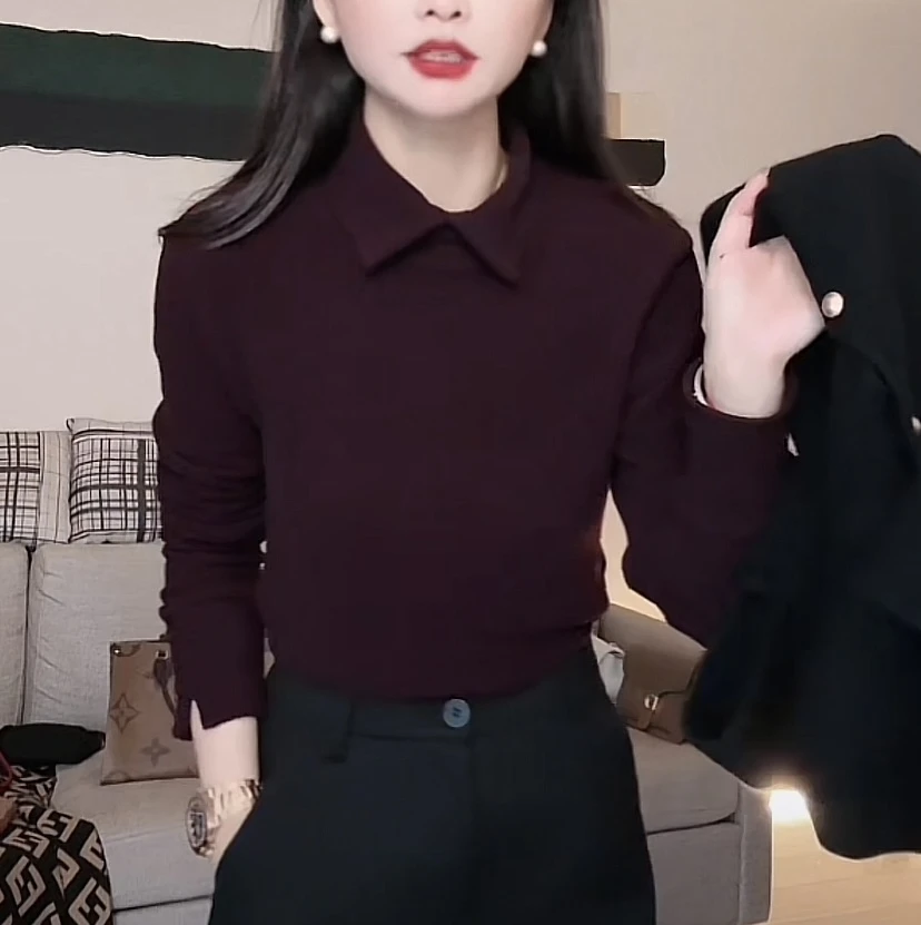 气质秋冬款设计感时尚百搭长袖显瘦T恤上衣LK2500430