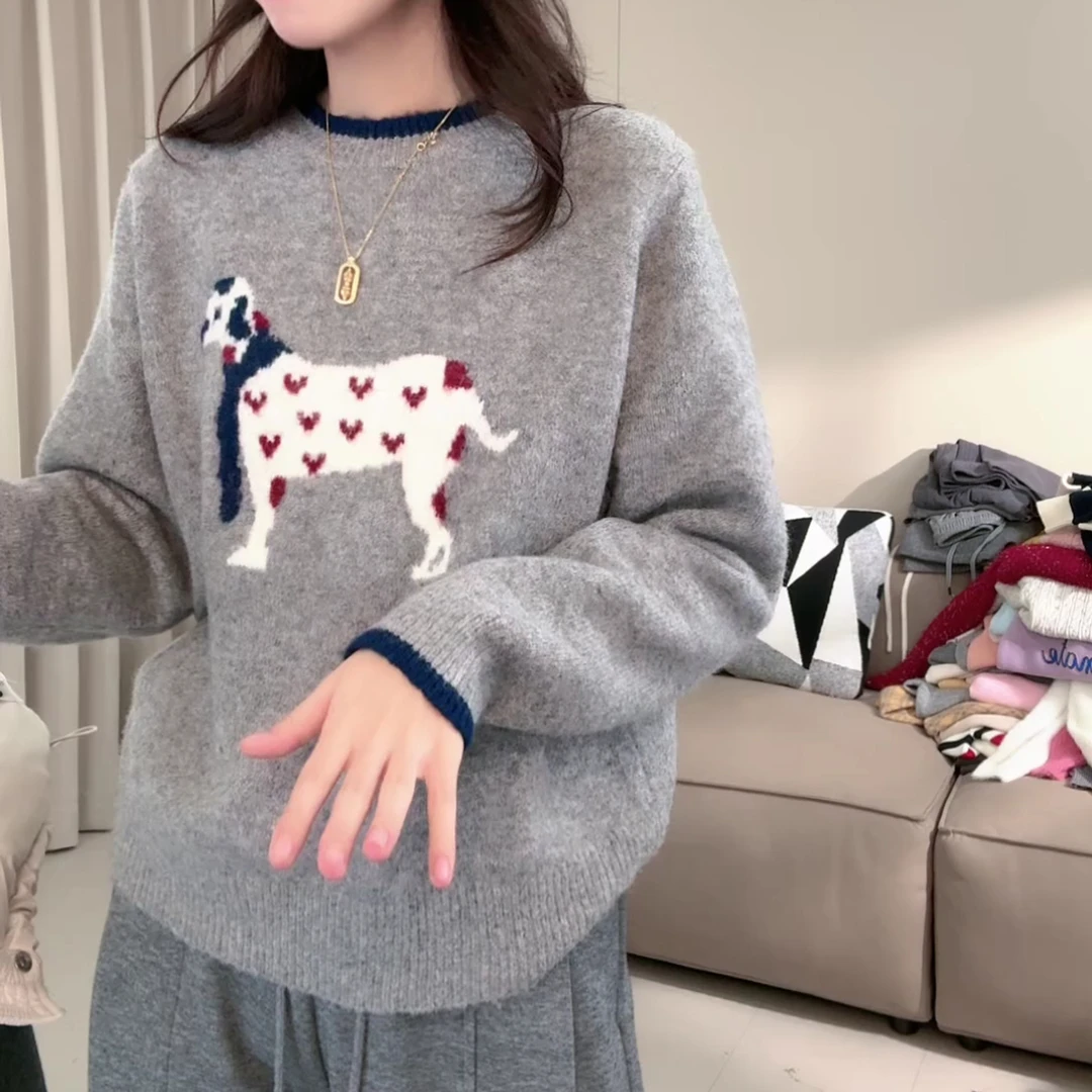 秋冬新款设计感百搭气质长袖纯色圆减龄针织上衣LK2500863