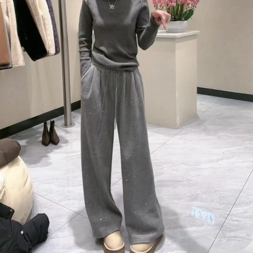 2024新款百搭气质加绒直筒慵懒垂感闪闪裤LK2500758