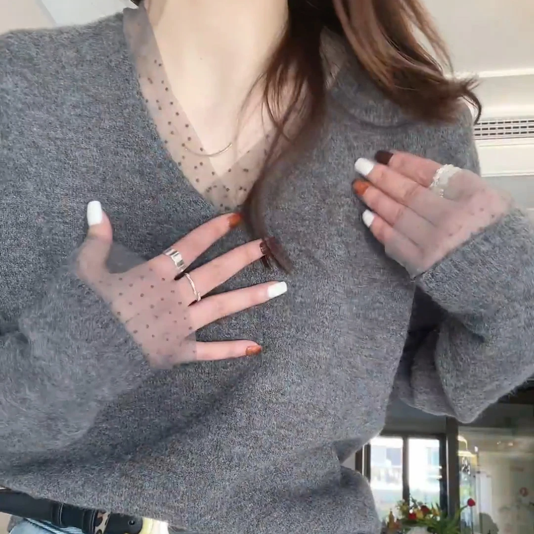 时尚百搭内搭蕾丝拼接毛衣打底LK2500708