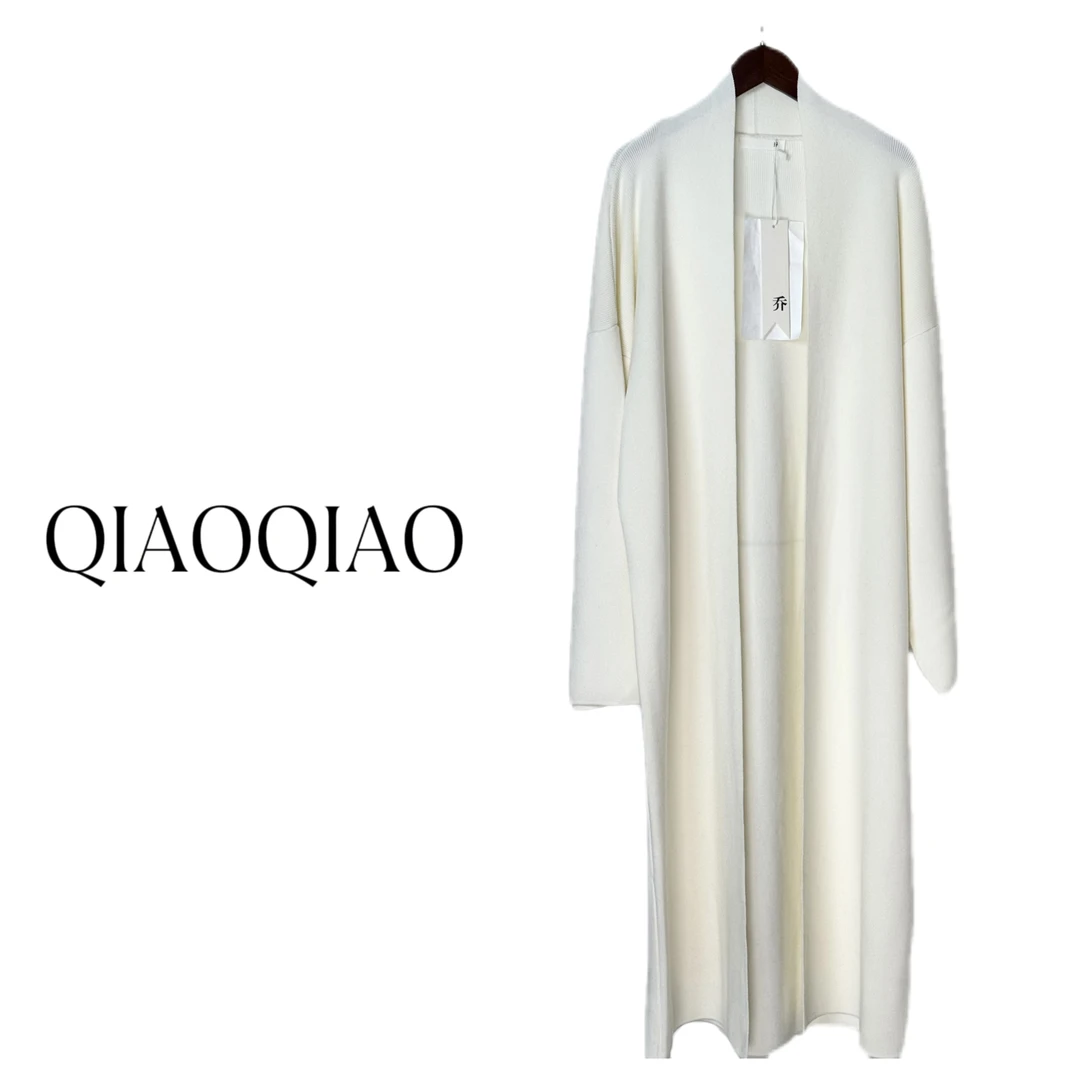 qing 苍 No退No换  白色中长款针织毛衣外套百搭设计师时尚秋冬