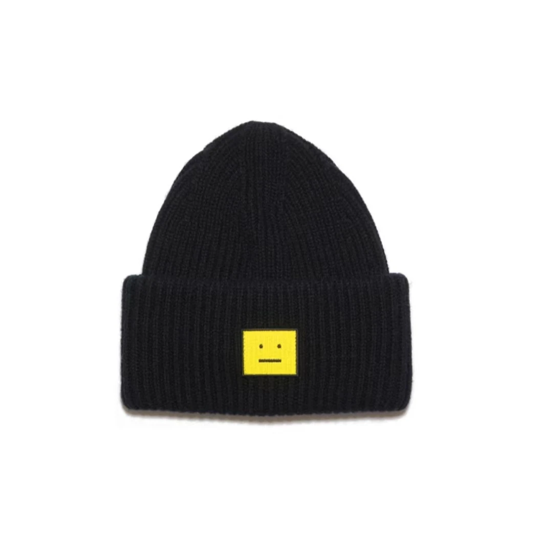 ACNE Studios 表情徽标保暖绒线帽男女同款情侣罗纹帽AMY