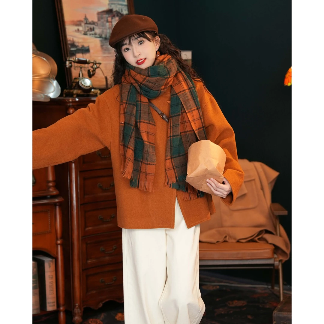 陈佳洁【糖渍栗子】港风复古纯色长袖外套上衣女JP102344