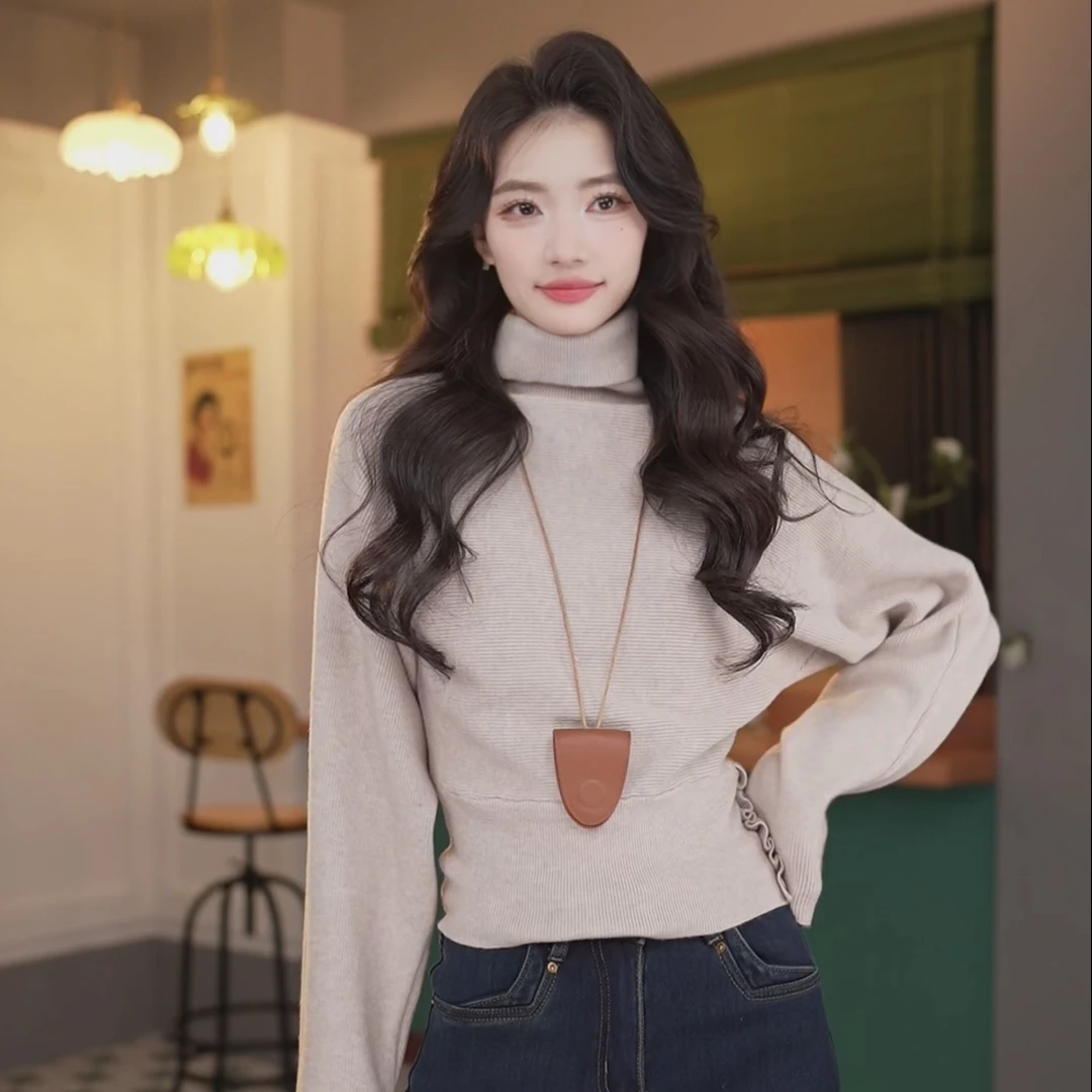陈佳洁【微风香水】港风复古纯色针织宽松毛衣上衣JA1999288