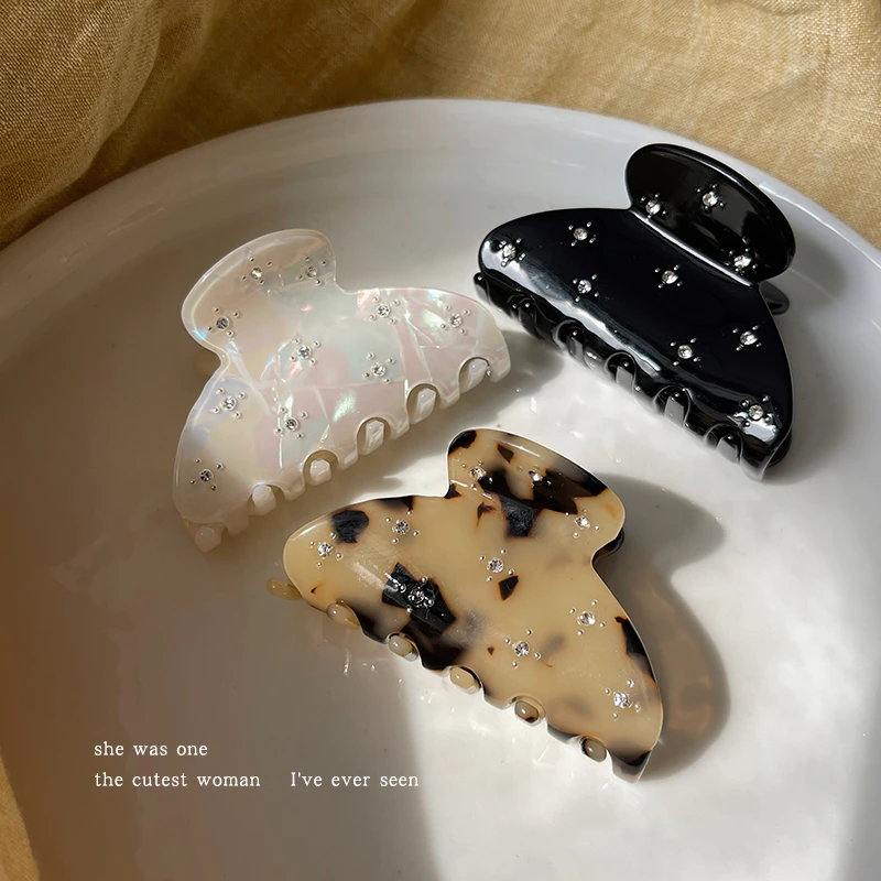 韩式醋酸抓夹女后脑勺盘发鲨鱼夹气质发抓高马尾固定发卡头饰