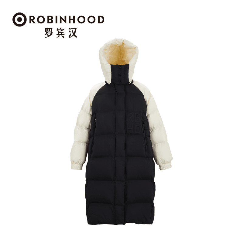 罗宾汉云感泡芙长款羽绒服（黑色）-R238Y6978