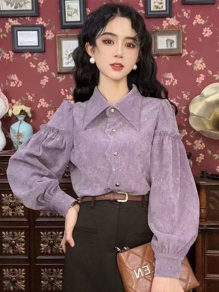 港风复古高级感显瘦衬衫女春季新款今年流行洋气小衫