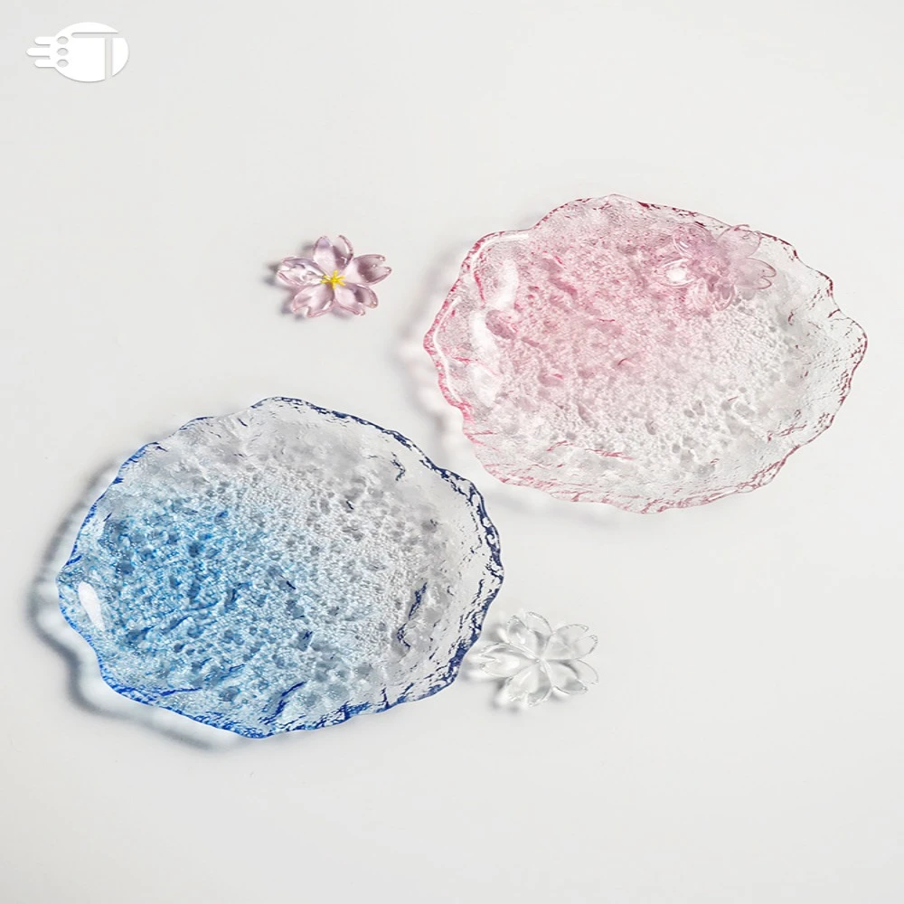 玻璃盘子网红花碟创意点心水果盘日式水晶沙拉餐盘家用甜品碟