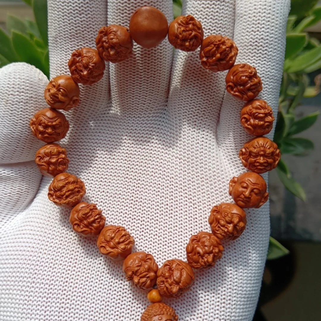 龙纹桃核手串十八罗汉手工雕刻天然原料