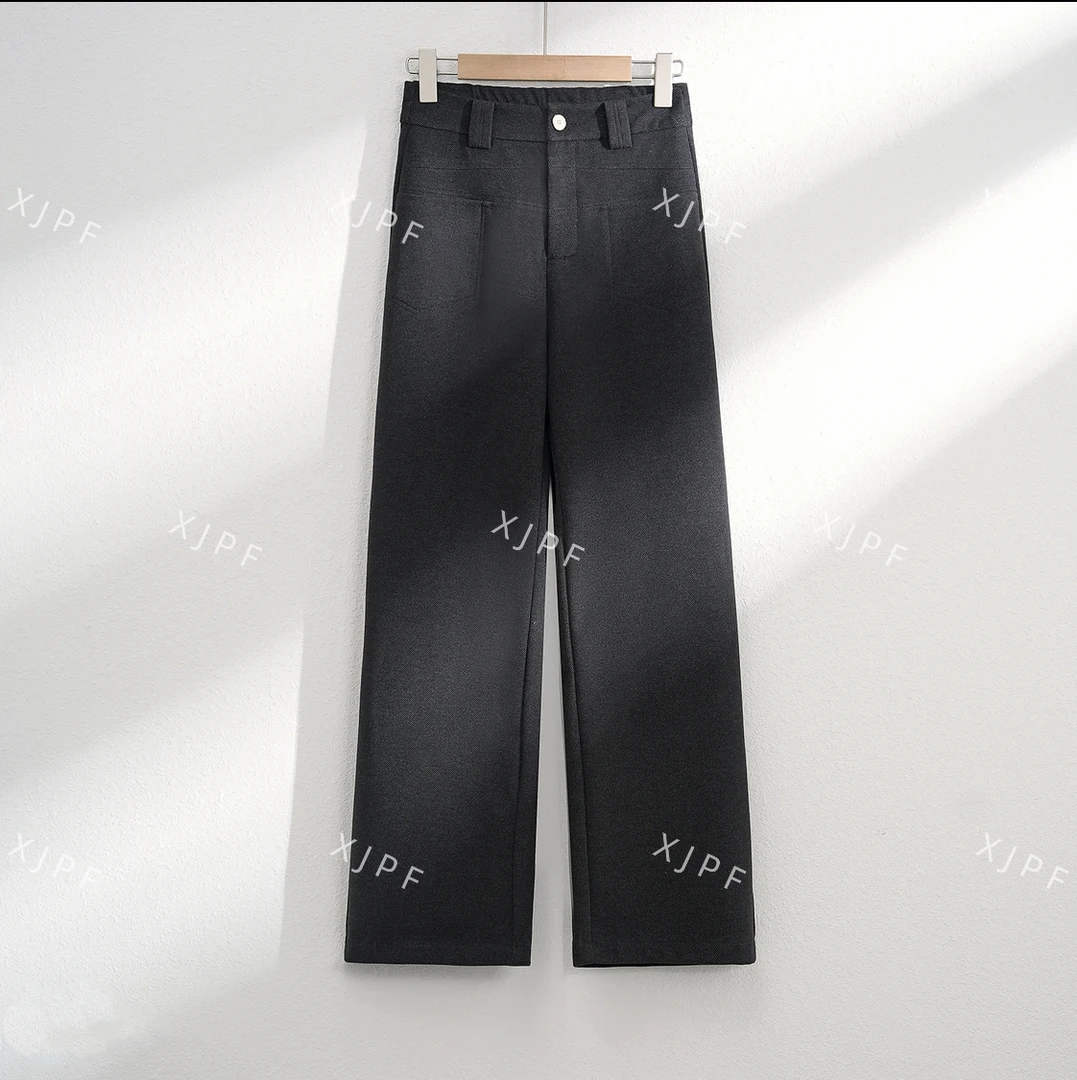 【冬季爆款】羊毛 蚕丝梧桐裤高腰窄版直筒裤9122