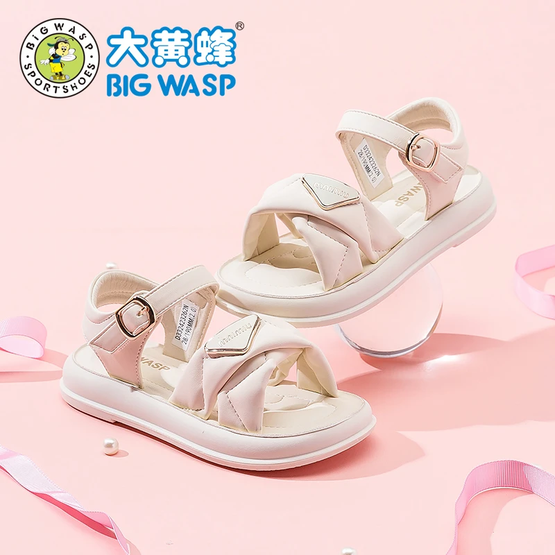 大黄蜂童鞋女童凉鞋夏季新款女孩休闲软底鞋时尚简约儿童露趾凉鞋