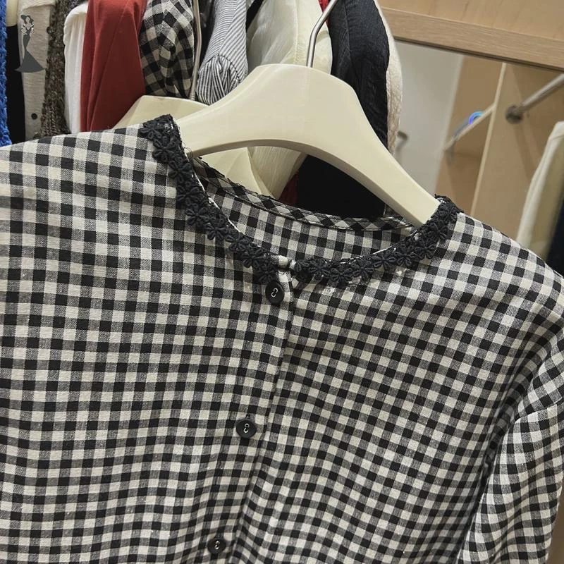 早秋潮流新款韩版通勤风韩国森系学院风格子长袖衬衣女
